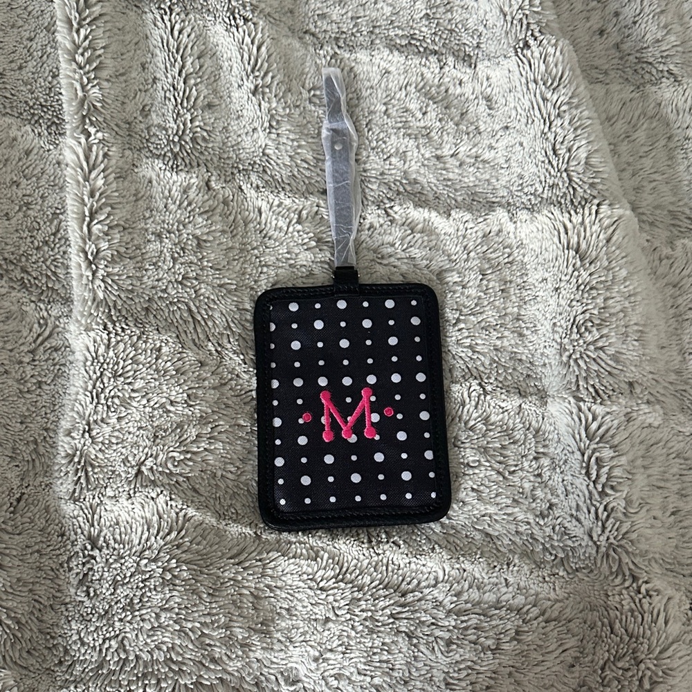 Thirty-One Black and White Polka Dot Luggage Tag